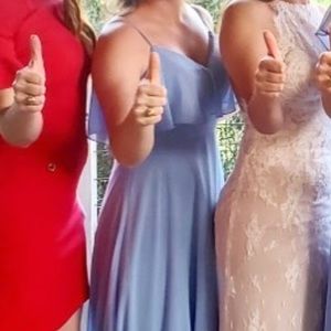 #21509 cornflower blue Chiffon Bridesmaids dress